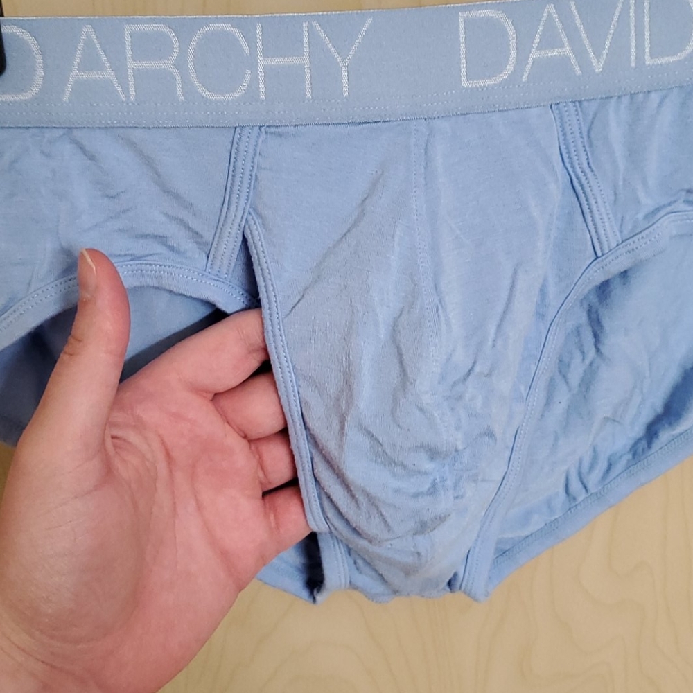 Light Blue David Archy Microfiber Brief w/Fly - Picture 2 of 3
